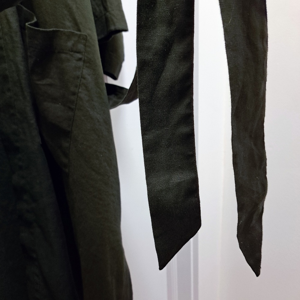 Eileen Fisher High Collar Linen Long Jacket with Belt Size 1X - Picture 4 of 11